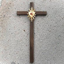 Dekorácie - Veľký drevený kríž s Krištáľovým Srdcom - 10759032_