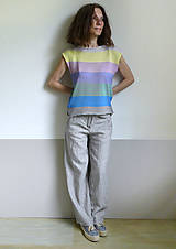 Topy, tričká, tielka - pásikové pastelové tričko - 10758656_