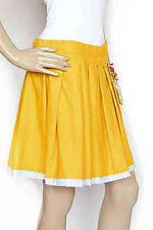 Sukne - Zľava 13,- eur_Jasmína... skladaná sukienka... v žltej s bielymi bodkami na šedej - 10761062_