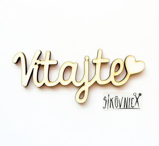 Výrez z preglejky - vitajte so srdiečkom, 10 cm