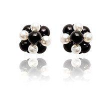 Náušnice - napichovacie perlové náušnice - small (Čierno-biela) - 10761583_