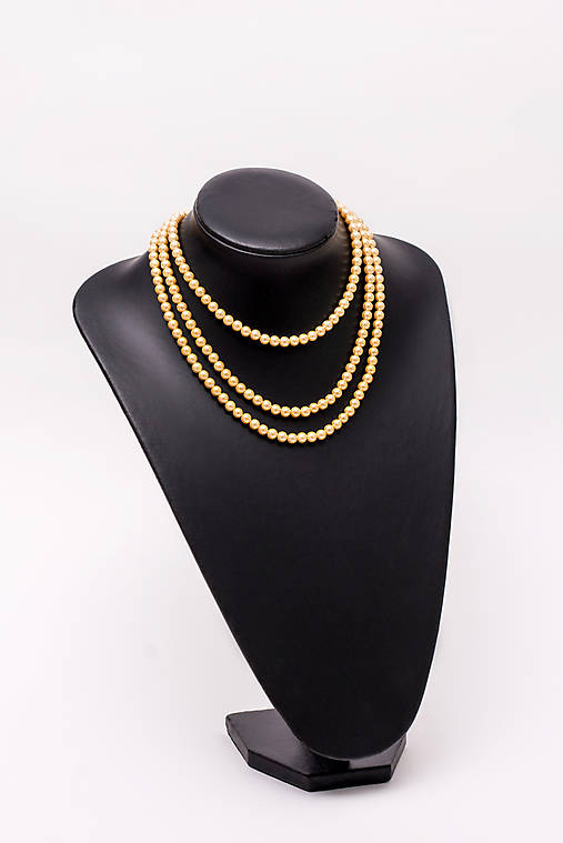 perlový náhrdelník - shell perly (6mm - žltozlatá 49 cm)