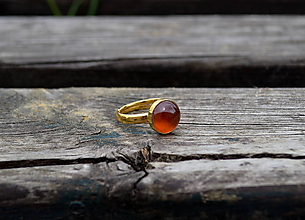 Prstene - Pozlátený strieborný prsteň Hessonit - 10763081_