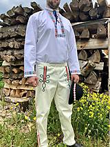 Pánske oblečenie - Pánske krojové nohavice v smotanovej  - 10765118_