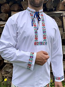 Pánske oblečenie - Folklórna košeľa pánska Alojz - 10765088_