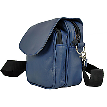 Pánske tašky - Crossbody taška cez plece, prírodná koža, modrá farba - 10768056_