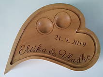 Prstene - Drevený podnos na obrúčky - 10766532_