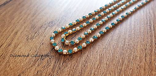 Komponenty - Štrasová borta perličková - Akvamarín - 2 mm - cena za 10 cm - 10772934_