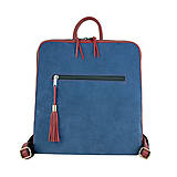 Batohy - Dámsky ruksak z talianskej prírodnej hovädzej kože, imitácia rifloviny - 10772221_