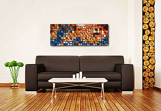 Dekorácie - Závesný drevený mozaikový 3D obraz - vzor 2 - 10773009_