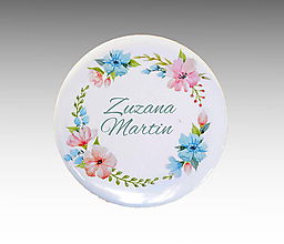Darčeky pre svadobčanov - Svadobné buttony (odznaky) VENČEK 4 - 10769361_