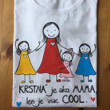Originálne maľované tričko pre KRSTNÚ/ KRSTNÉHO so 4 postavičkami (KRSTNÁ + 3 dievčatá)