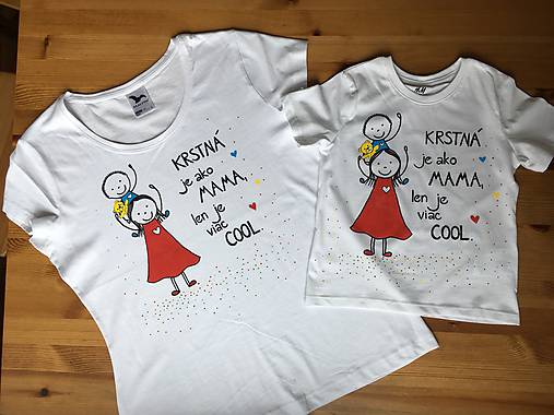 Originálne maľované tričko pre KRSTNÚ/ KRSTNÉHO s 2 postavičkami (KRSTNÁ +chlapček 1)