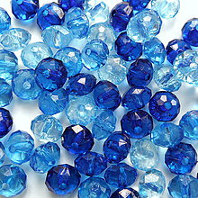 Korálky - Plastové "brúsené" korálky 6x8mm-MIX-10g (modrá) - 10773651_