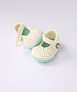 Detské topánky - papučky s námorníckym gombíkom (dievčenské) - 10775455_