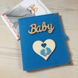 Detský textil - Obal na tehotenskú knižku, očkovací preukaz - modrý - 10777174_