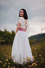 Šaty - Smotanové ľanové šaty s tylom - 10778861_
