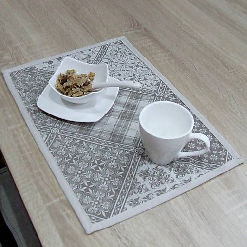 Úžitkový textil - KAMIL-hnedo béžový patchwork a káro na režnej-prestieranie 28x40 - 10778586_