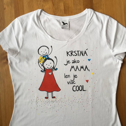 Originálne maľované tričko pre KRSTNÚ/ KRSTNÉHO s 2 postavičkami (KRSTNÁ +chlapček 1)