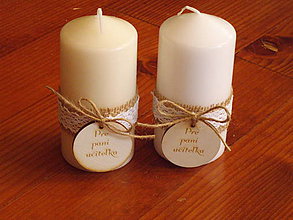 Sviečky - Vintage sviečka s jutou, krajkou a medailónom pre p. učiteĺky - 10778044_