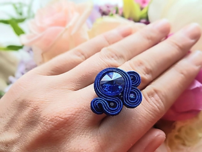Prstene - Lola soutache ring - modré - 10780853_