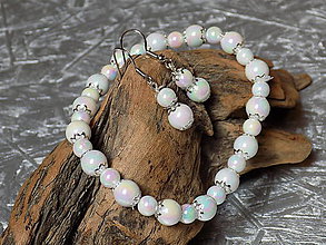 Sady šperkov - náramok  perleť + náušnice - 10781821_