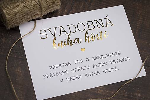 Papiernictvo - Svadobná kniha hostí II. - informačná kartička - 10786721_