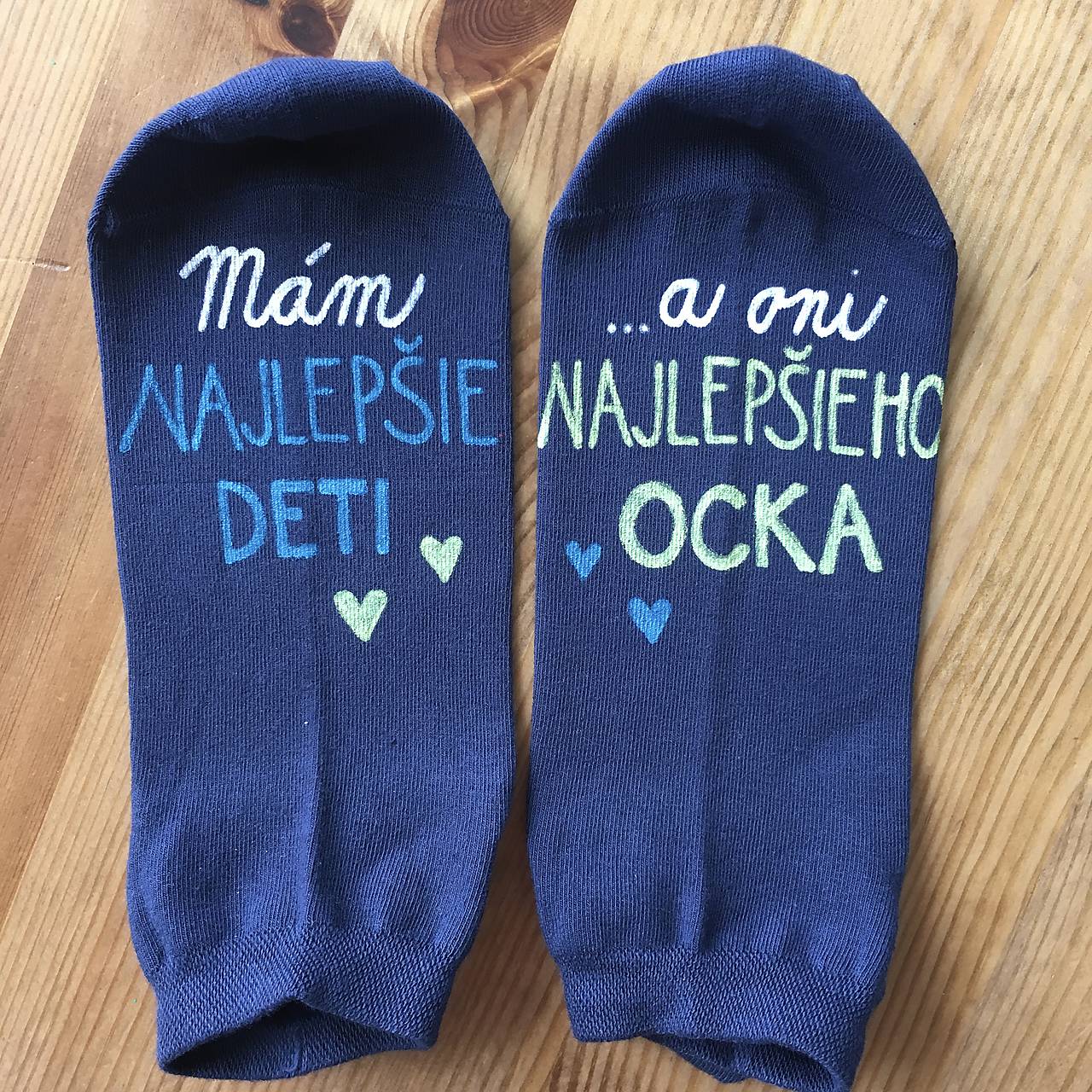 Maľované ponožky pre najlepšieho ocka / tata / tatina / ocinka (Na tmavomodrých členkových 45-47)