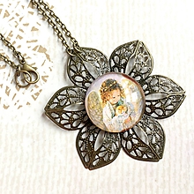 Náhrdelníky - Flower Bronze Filigree Necklace / Starobronzový vintage náhrdelník s ornamentmi v tvare kvetu /H0006 - 10790356_