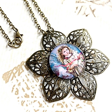 Náhrdelníky - Flower Bronze Filigree Necklace / Starobronzový vintage náhrdelník s ornamentmi v tvare kvetu /H0006 - 10790498_