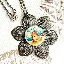 Náhrdelníky - Flower Bronze Filigree Necklace / Starobronzový vintage náhrdelník s ornamentmi v tvare kvetu /H0006 - 10790579_