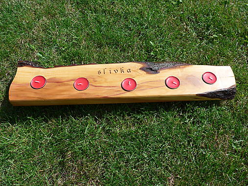 Svietidlá - Drevený svietnik, slivka 1 - 10791177_