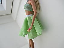 Sukne - Mini sukňa pre Barbie - kruhová (Zelená) - 10791240_