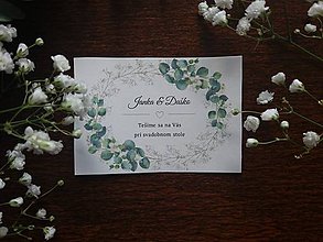 Papiernictvo - Svadobné oznámenie Greenery (Gypsomilka & Eukalyptus) (A7 - pozvánka ku svadobnému stolu) - 10791058_