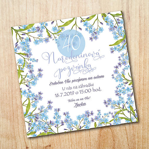 Papiernictvo - Narodeninová pozvánka - Nezábudky (Tlačená forma) - 10792667_