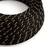 Iný materiál - Textilný kábel HD Vertigo – čierna/zlatá, 2 x 0.75mm, 1 meter - 10792430_