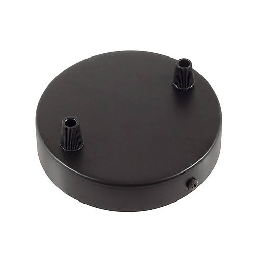 Komponenty - Čierny stropný držiak (rozeta) pre 2 svietidlá, 12cm, kov - 10792880_
