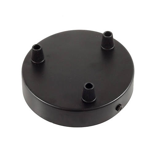 Komponenty - Čierny stropný držiak (rozeta) pre 3 svietidlá, 12cm, kov - 10792885_