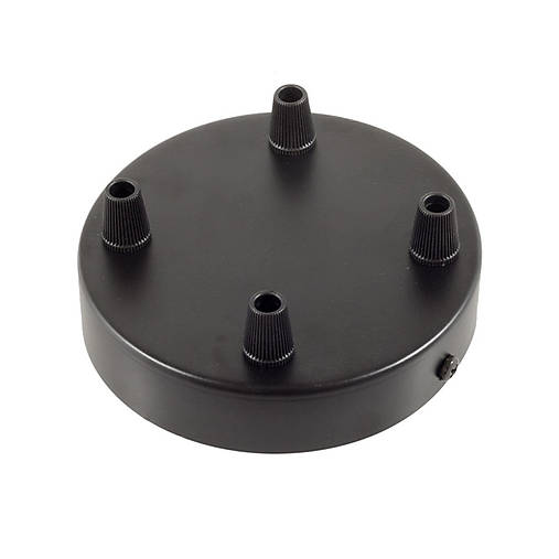 Komponenty - Čierny stropný držiak (rozeta) pre 4 svietidlá, 12cm, kov - 10792888_
