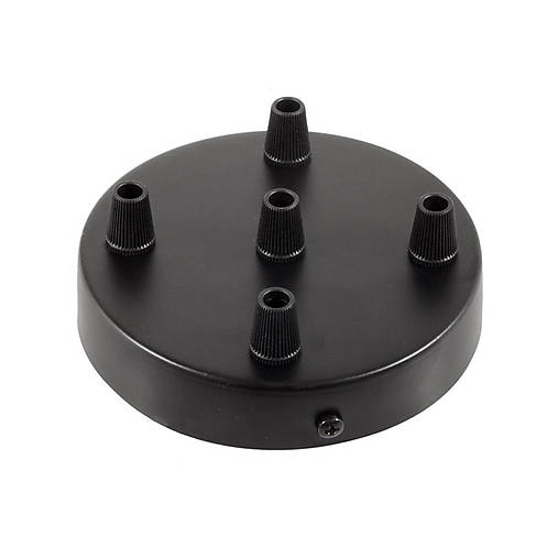 Komponenty - Čierny stropný držiak (rozeta) pre 5 svietidiel, 12cm, kov - 10792903_