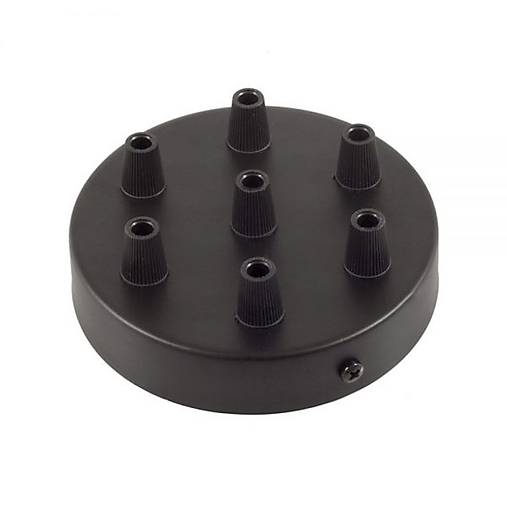 Komponenty - Čierny stropný držiak (rozeta) pre 7 svietidiel, 12cm, kov - 10792907_