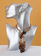 Náhrdelníky - Šitý korálkový náhrdelnik z minerálu Tigrie oko - 10795181_