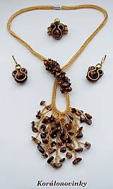Náhrdelníky - Šitý korálkový náhrdelnik z minerálu Tigrie oko - 10795198_