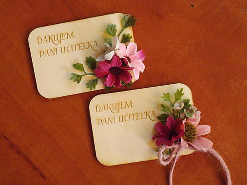 Magnetky - Kvetinová magnetka s kvietkkami a textom pre učiteľky - 10795448_
