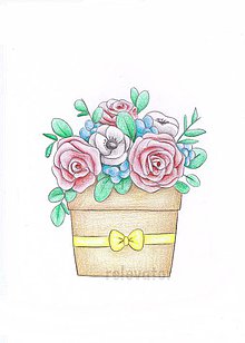 Kresby - Vázy s kvetmi (ruže) - 10795839_