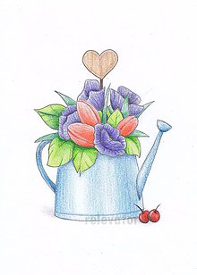 Kresby - Vázy s kvetmi (pestré) - 10795841_