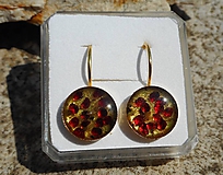 Náušnice - red garnet and green emerald in gold - 10799449_