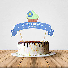 Dekorácie - Zápich na tortu - cupcake (kvetinkový) - 10797202_