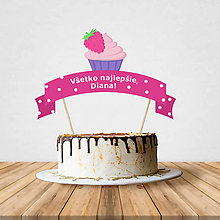 Dekorácie - Zápich na tortu - cupcake (malinový) - 10797204_