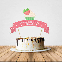 Dekorácie - Zápich na tortu - cupcake (jahodový) - 10797206_
